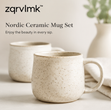 Handmade Ceramic Coffee Mug Set, Nordic Stoneware Latte Cup, Speckled Pottery Mug, Modern Minimalist Tea Cup, Aesthetic Kitchen Drinkware