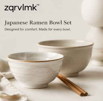 Large Ceramic Ramen Bowl Set, Japanese Noodle Soup Bowl, Pho Bowl with Chopsticks, Deep Stoneware Dinner Bowl Set